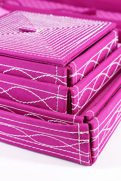 Assorted Pink Handmade Paper Kits with Fabric Trays, Origami, Set of 30cm, 21cm, 15cm & 10cm