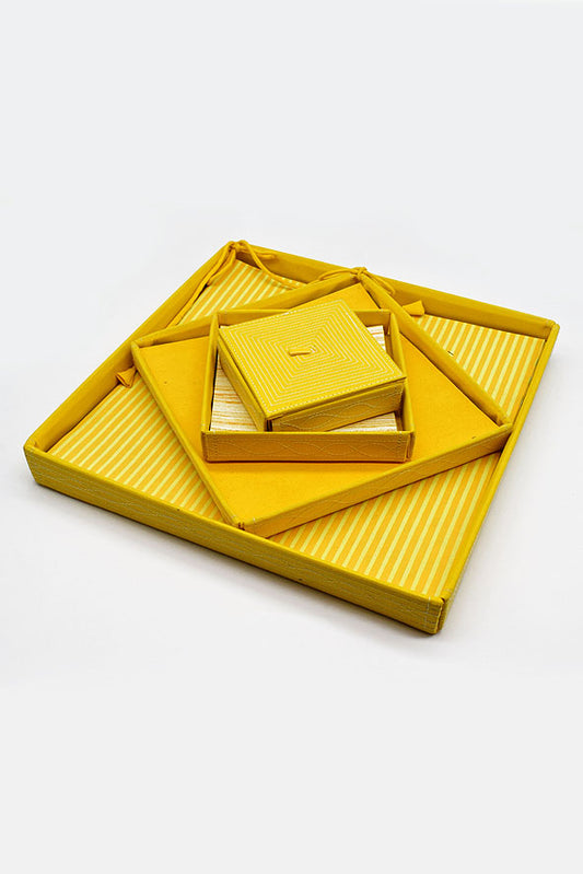 Assorted Yellow Handmade Paper Kits with Fabric Trays, Origami, Set of 30cm, 21cm, 15cm & 10cm