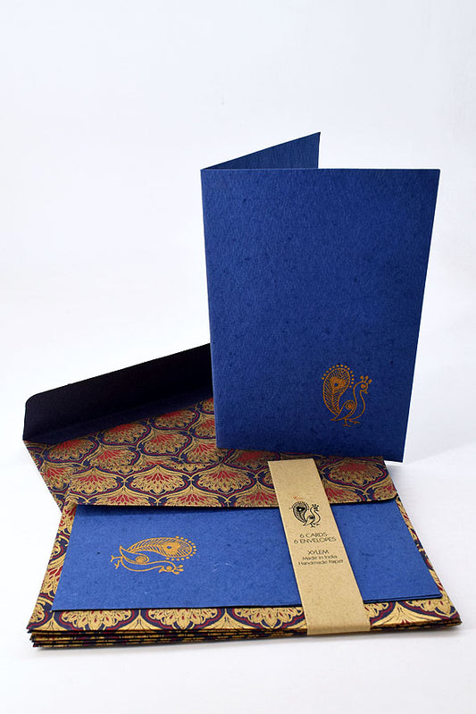 Peacock Cards with Printed Envelopes, Set of 6, 6x4