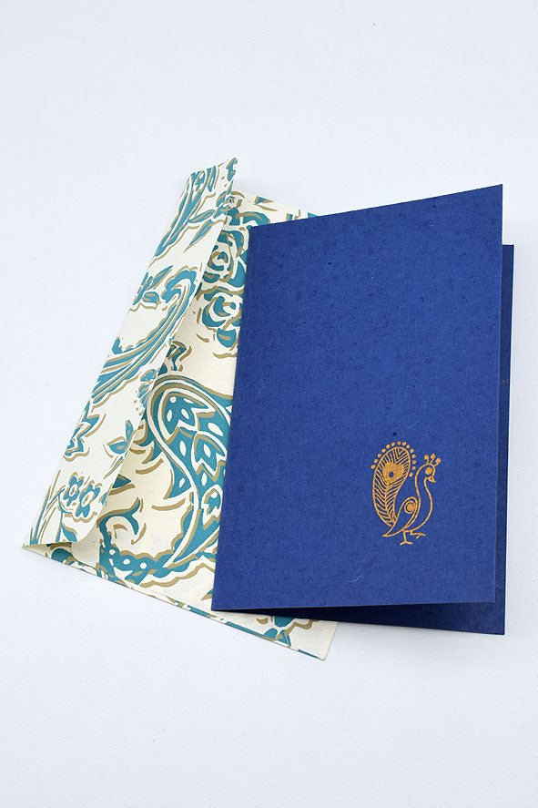 Peacock Cards with Printed Envelopes, Set of 6, 6x4