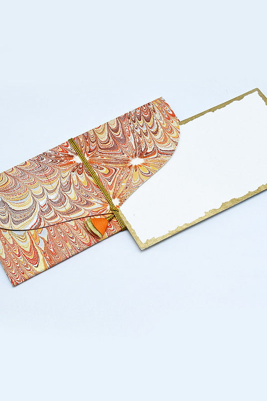 Marbling on Handmade paper Gift Envelope with Card Insert, Set of 4