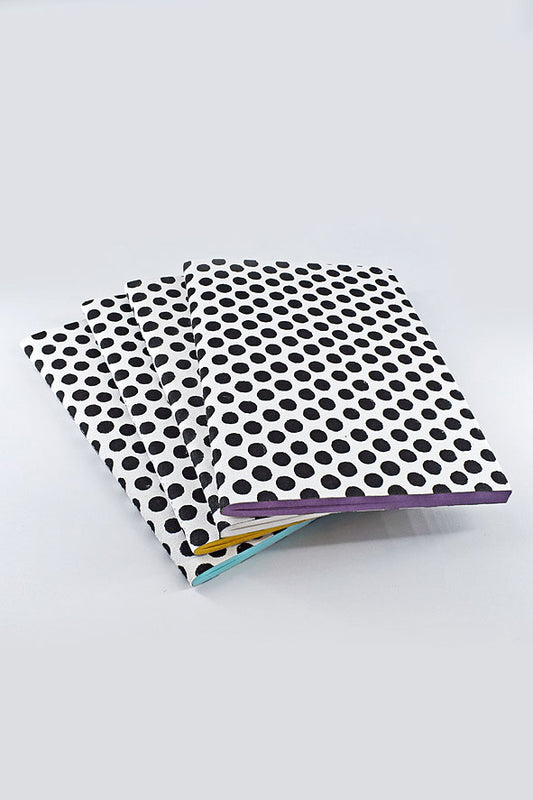 Black & White Block Print Assorted Colours Notebooks,  Set of 4, A5