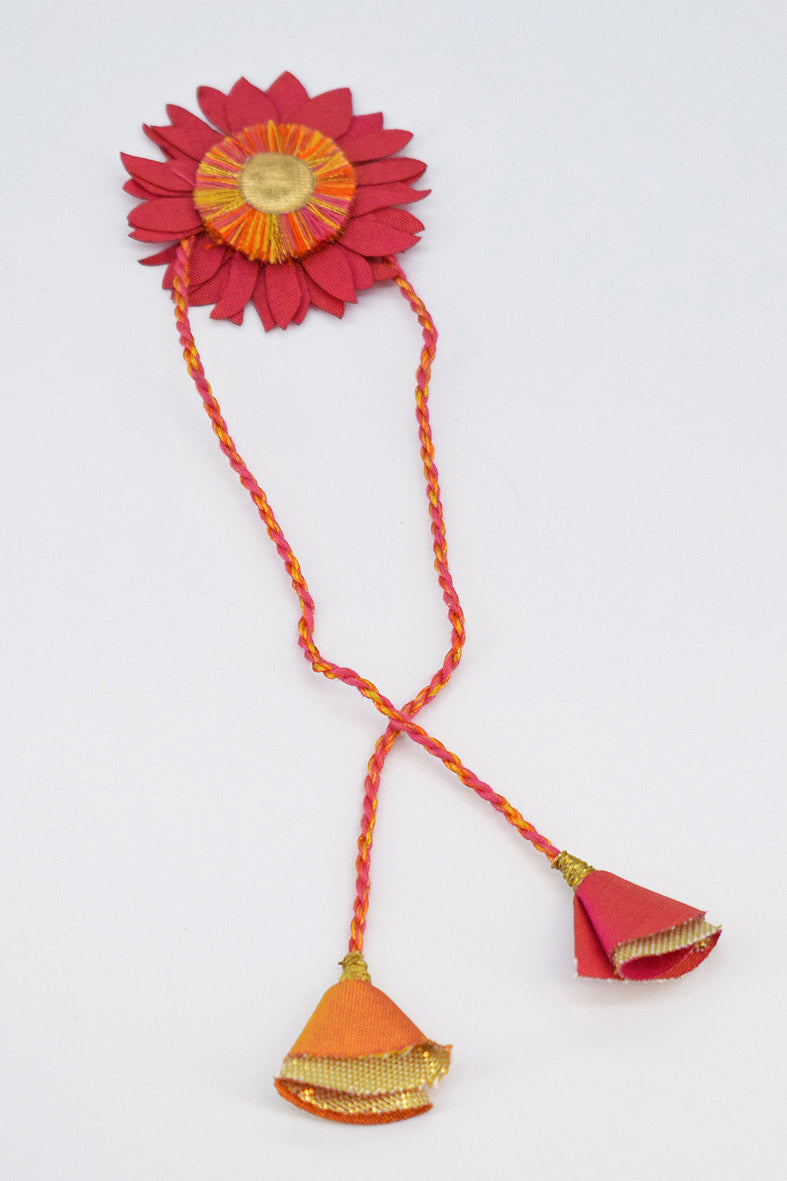 Trimmed fabric and resham dori rakhi