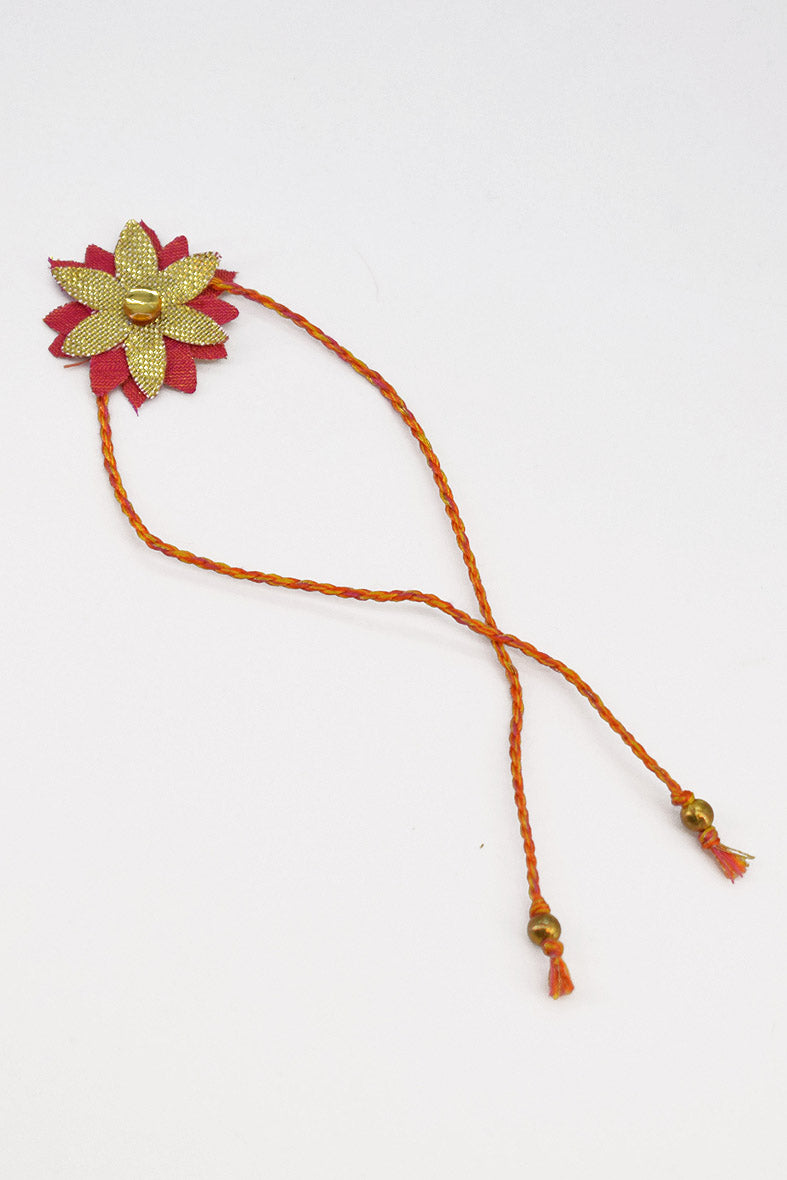Trimmed Fabric Gota Flower Rakhi