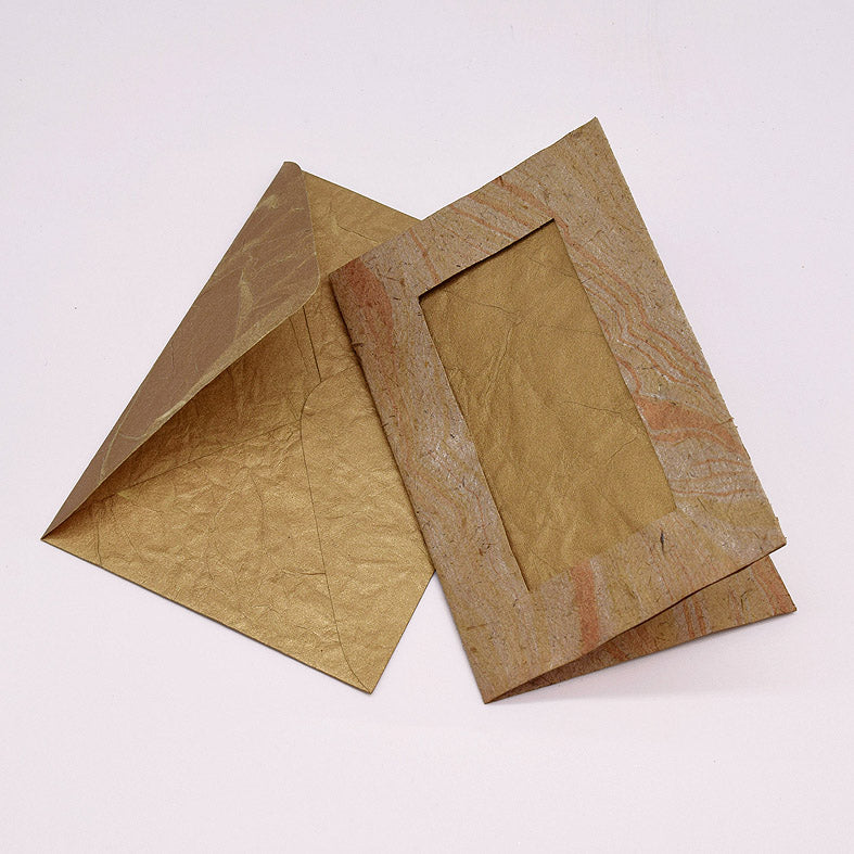 Marbled Window Cards with 6 Metallic Handmade Paper Envelopes & Window Inserts