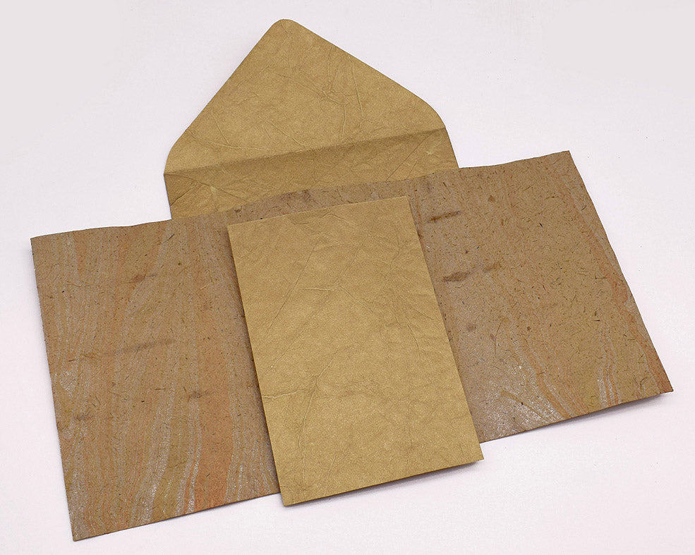 Marbled Window Cards with 6 Metallic Handmade Paper Envelopes & Window Inserts