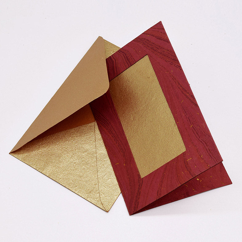 Marbled Window Cards with 6 Metallic Handmade Paper Envelopes & Window Inserts