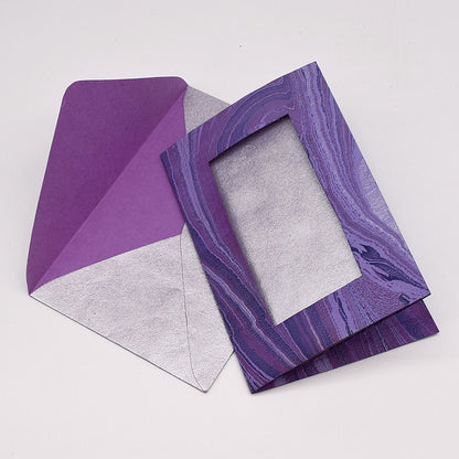 Marbled Window Cards with 6 Metallic Handmade Paper Envelopes & Window Inserts
