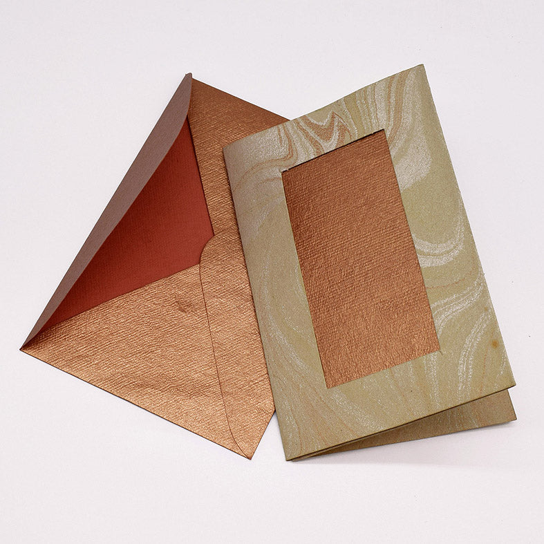 Marbled Window Cards with 6 Metallic Handmade Paper Envelopes & Window Inserts
