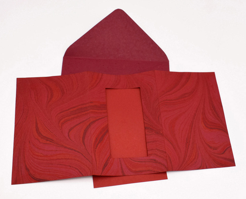 Marbled Window Cards with 6 Handmade Paper Envelopes & Window Inserts