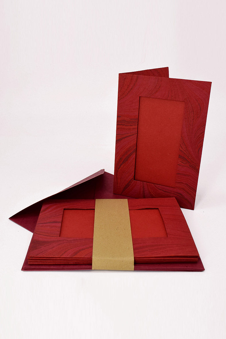Marbled Window Cards with 6 Handmade Paper Envelopes & Window Inserts