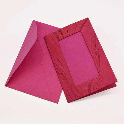 Marbled Window Cards with 6 Handmade Paper Envelopes & Window Inserts
