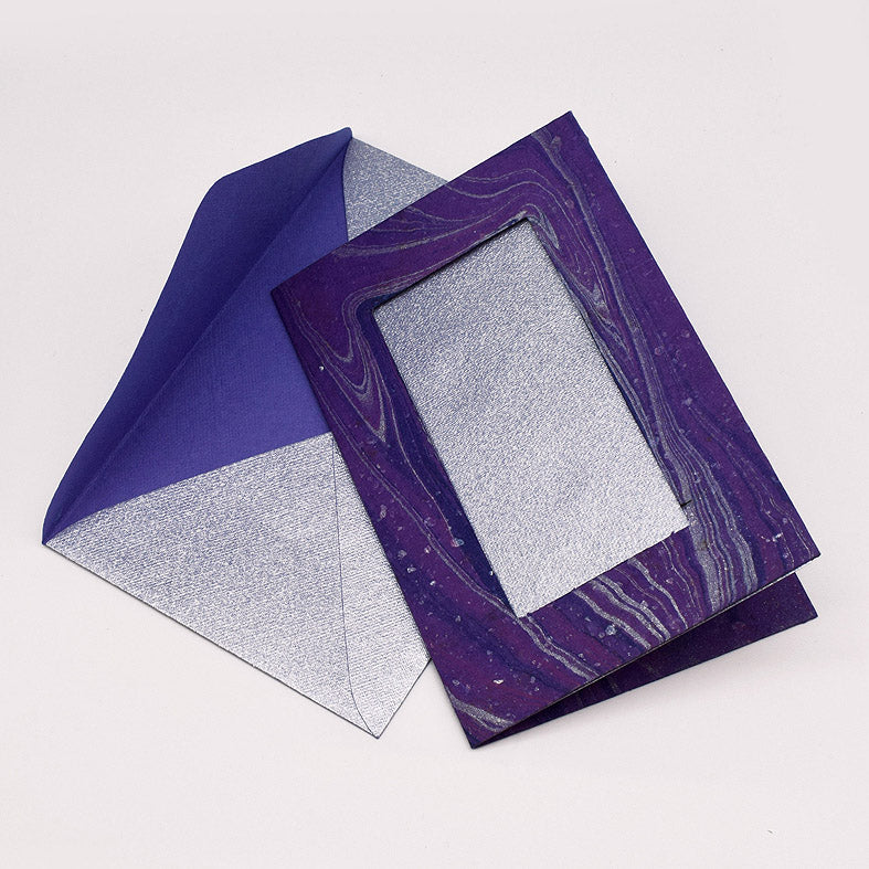 Marbled Window Cards with 6 Metallic Handmade Paper Envelopes & Window Inserts