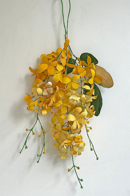 Amaltas Paper Flower & Leaf Festive Decoration, Yellow