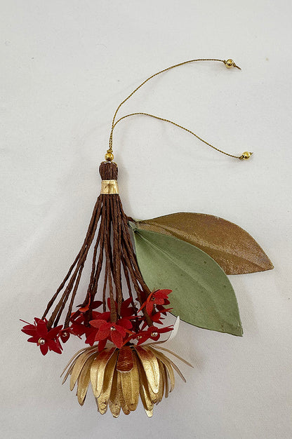 Ixora and Crysantumum Paper Flower & Leaf Gift Topper, Set of 2