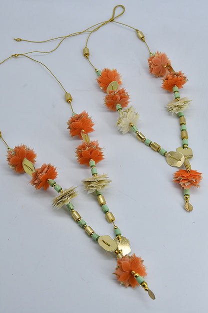 Fabric & Handmade Paper Beads Idol Garland, Set of 2, 12 inches