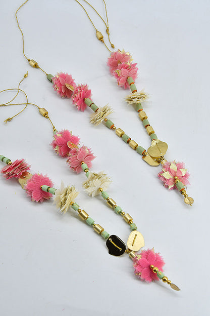 Fabric & Handmade Paper Beads Idol Garland, Set of 2, 12 inches
