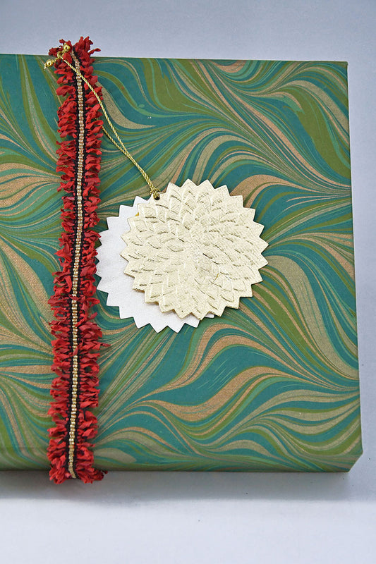 Paper Gold Warq Round Flower Gift Tag, Set of 6