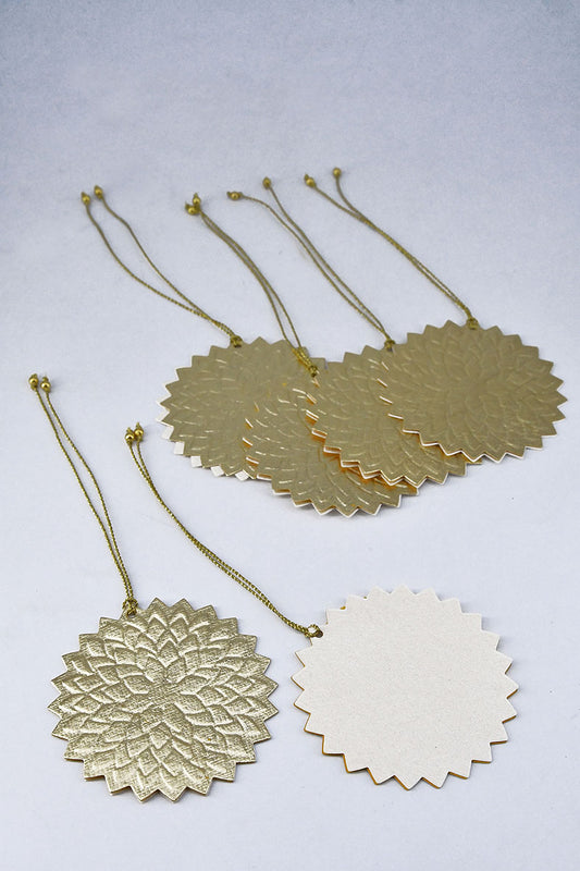 Paper Gold Warq Round Flower Gift Tag, Set of 6