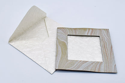Marbled Window Cards with 6 Metallic Handmade Paper Envelopes & Window Inserts, Set of 6, 5X5