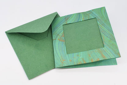 Marbled Window Cards with 6 Handmade Paper Envelopes & Window Inserts, Set of 6, 5X5