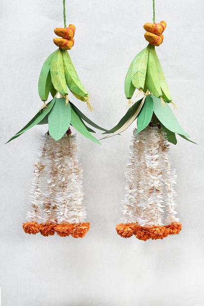 Banana, Haldi & Paper Flower and Mango Leaf Hanging, Set of 2