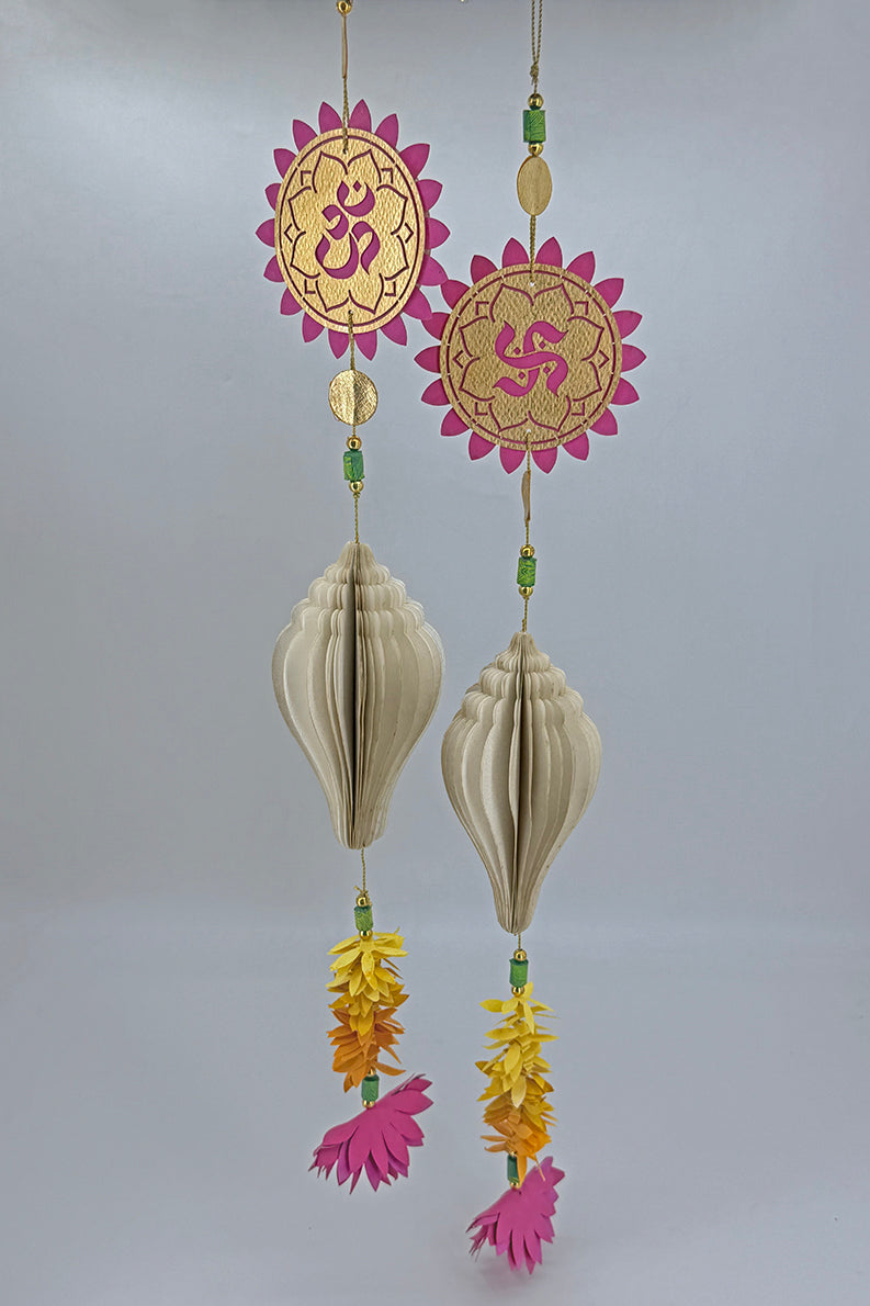 Om & Swastik with Concertina Shankh Hangings Ornament