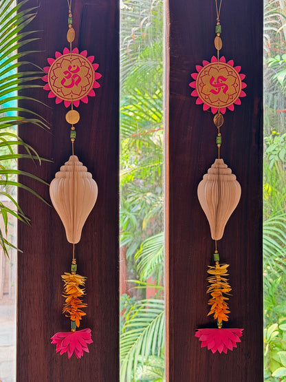 Om & Swastik with Concertina Shankh Hangings Ornament