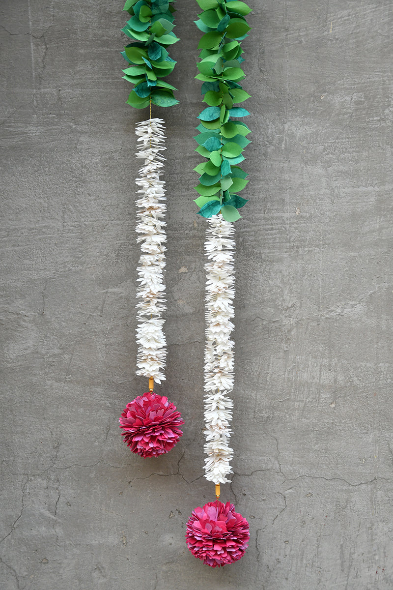 Gajra Petals, Mogra & Marigold Flower Garland, Set of 2
