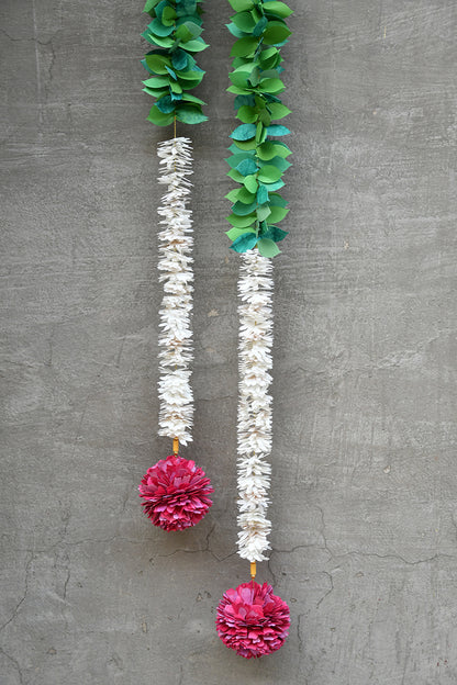 Gajra Petals, Mogra & Marigold Flower Garland, Set of 2