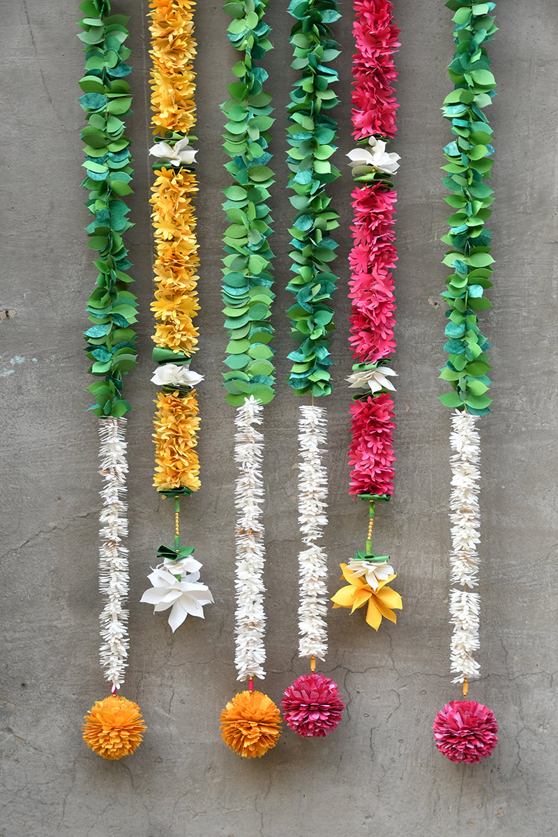 Gajra Petals, Mogra & Marigold Flower Garland, Set of 2
