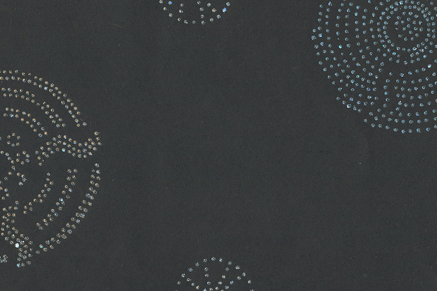 Folk Radials: Silver Glitter on Basic Black Handmade Paper