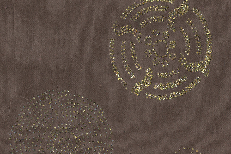 Folk Radials: Gold Glitter on Dark Chocolate Handmade Paper