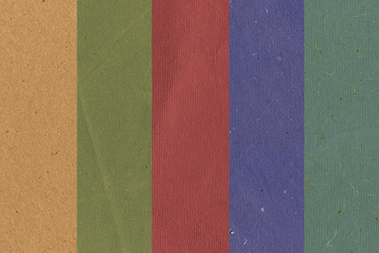 Assorted Primary Colours Handmade Papers with Glittery Inclusions ~100gsm Set of 5 56x76cm each