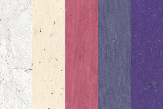 Assorted RGB & White Handmade Papers with Glittery Inclusions ~100gsm Set of 5 56x76cm each