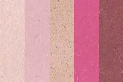 Assorted Pink Handmade Papers with Silk & Glitter Inclusions ~100gsm Set of 5 56x76cm each