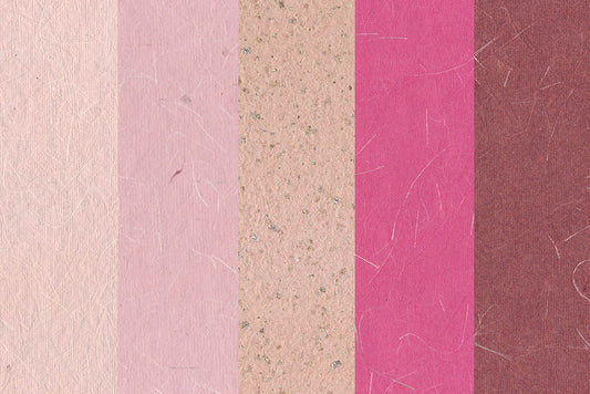 Assorted Pink Handmade Papers with Silk & Glitter Inclusions ~100gsm Set of 5 56x76cm each