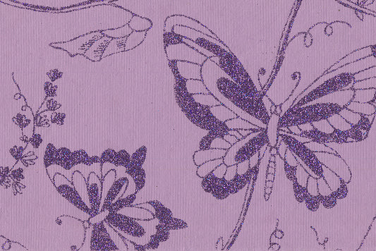utterflies & Vines: Amethyst Glitter on Lilac Handmade Paper