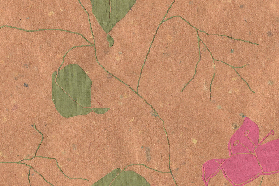 Pink & Green On Tiger Bougainvillea Printed Handmade Paper Online