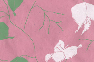 White & Green On Vishy Pink Bougainvillea Printed Handmade Paper Online