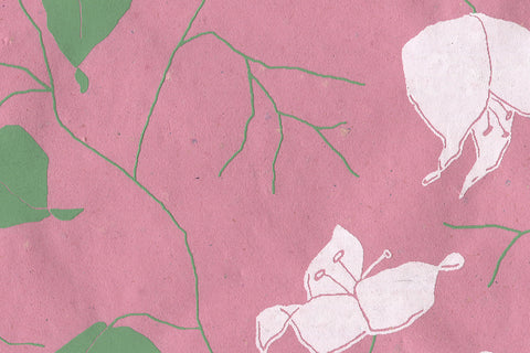 Bougainvillea: WhiteGreen on Pink Paper | Rickshaw Recycle