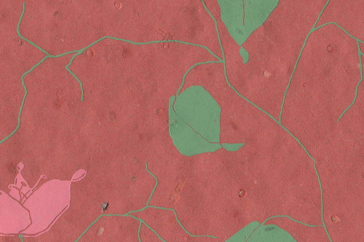 Pink & Green On Red Bougainvillea Printed Handmade Paper Online