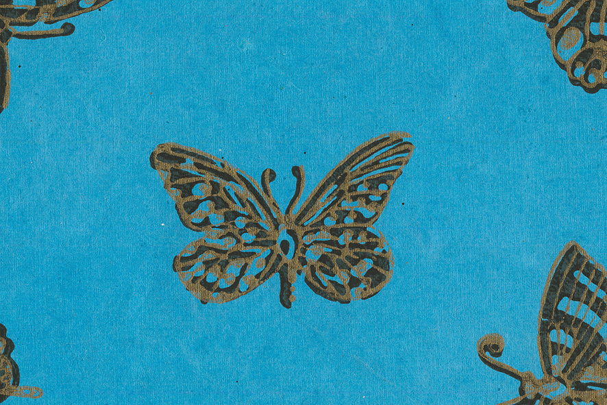 Jewelled Butterflies: Phirozi Blue Cyan Handmade Paper