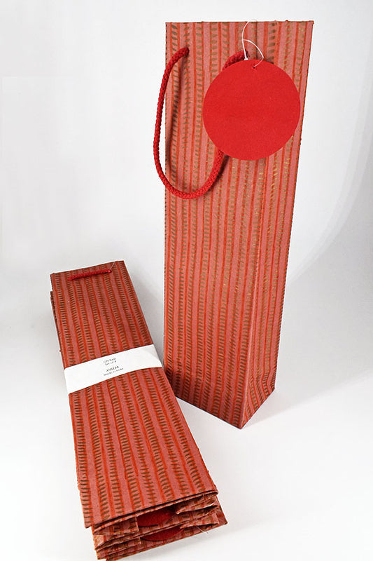 Eyes & Stripes Maroon Gift Bags Bottle, Set of 4, 14.5x4