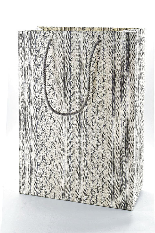 Cable Knit Cream Gift Bags Large, Set of 4, 13.75x10