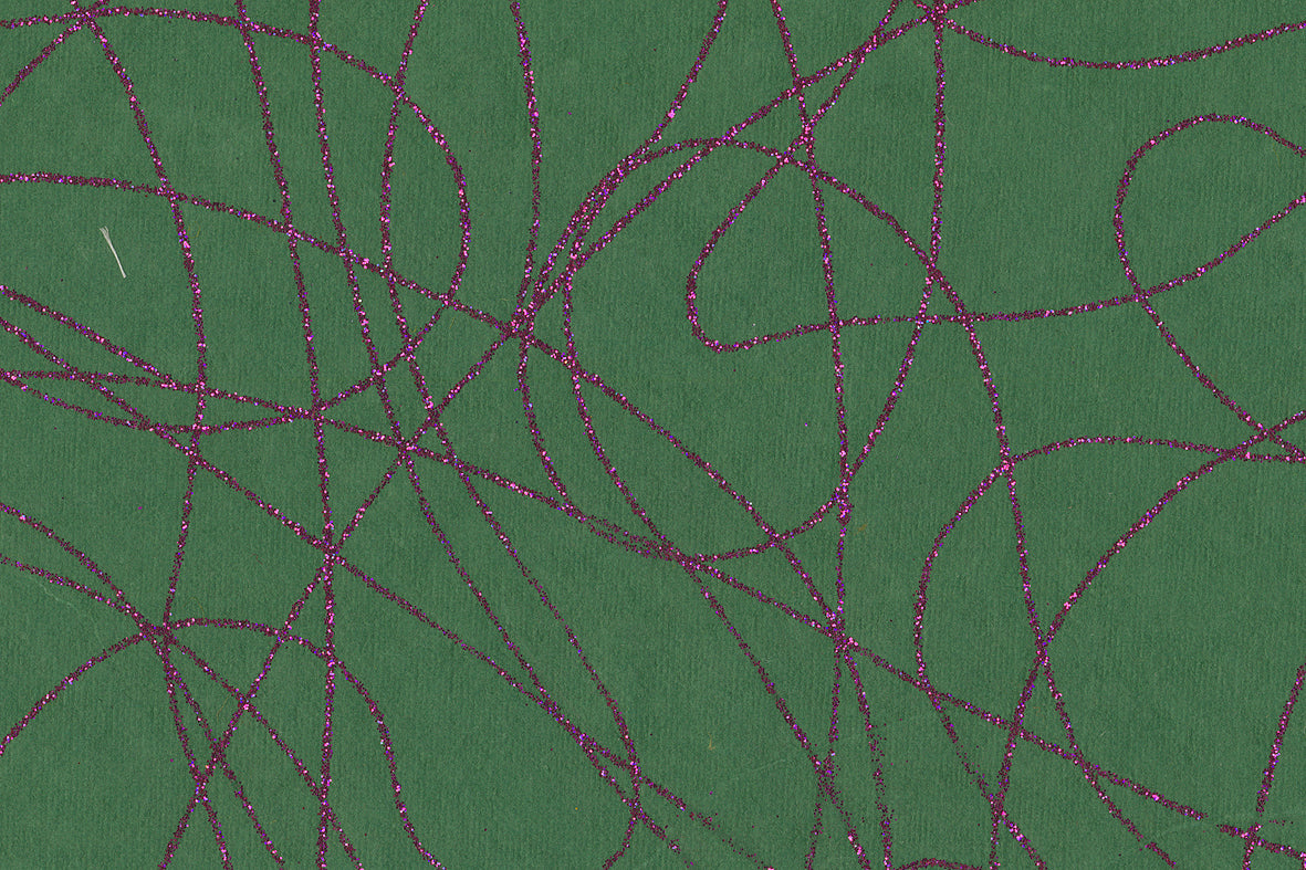 Strings Magenta Glitter On Jungle Green Handmade Paper Gift Wrap Online