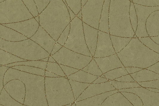 Glitter Strings: Gold on Dark Green Handmade Paper