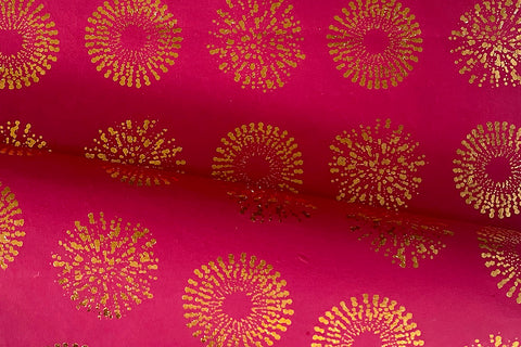 Starbursts Gold Foil On Hot Pink Handmade Paper Gift Wrap Online