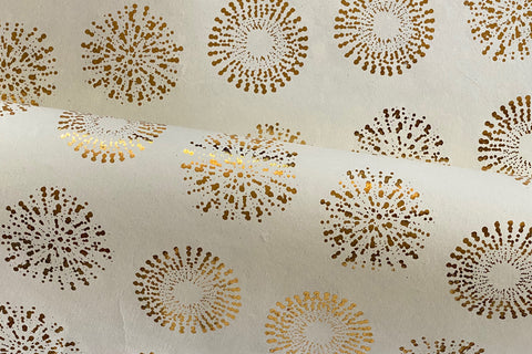 Starbursts: Gold Foil on Basic Ivory Handmade Paper ~150gsm Set of 5 50X70cm each
