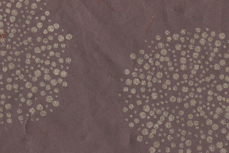 Multi Glitter Bursts: Taupe Flock on Brown Paper Shreds & Banana Fibre Handmade Paper ~70gsm Set of 5 50X74cm each
